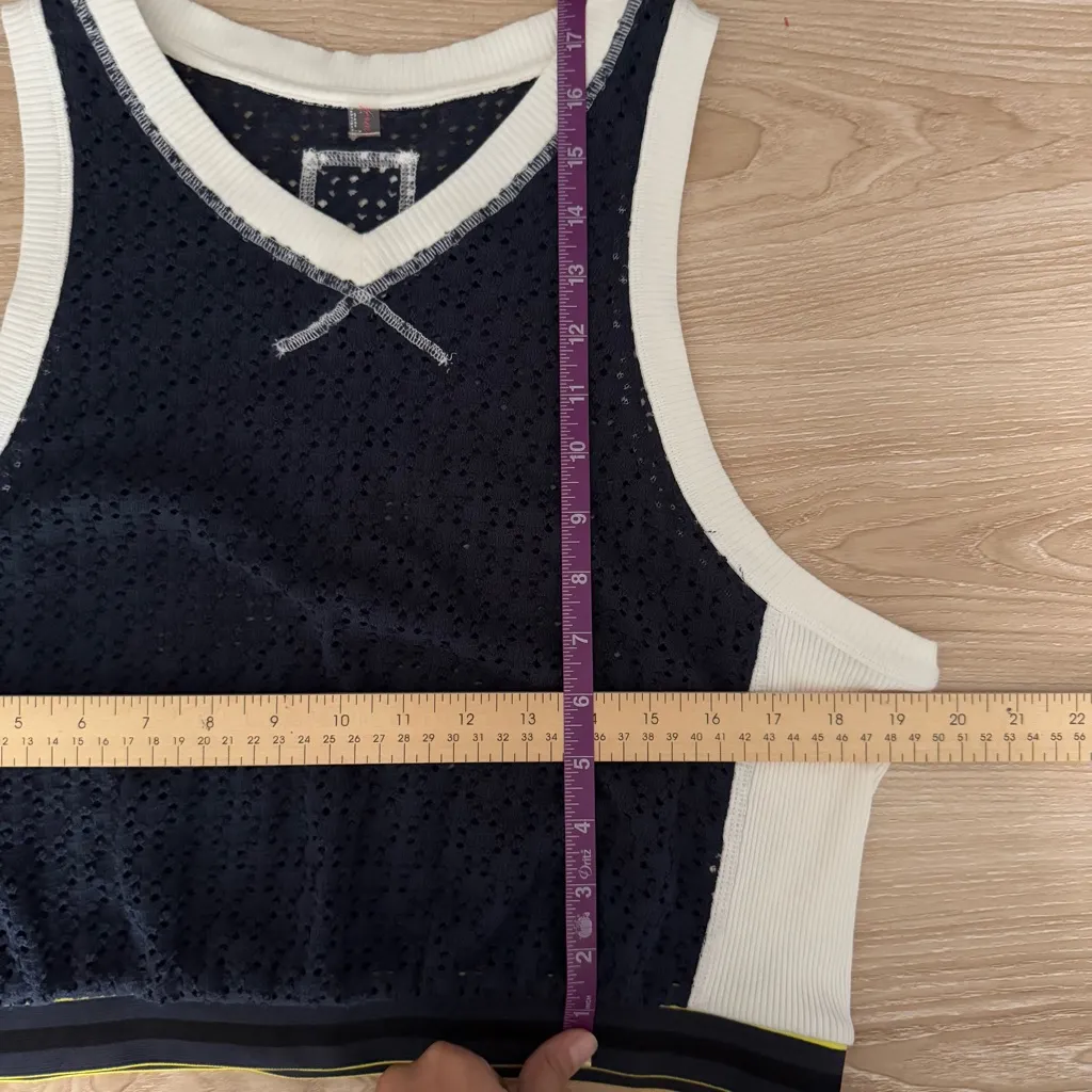 Free People Movement XL Slam Dunk Top Navy White Basketball Jersey streetwear - Image 9