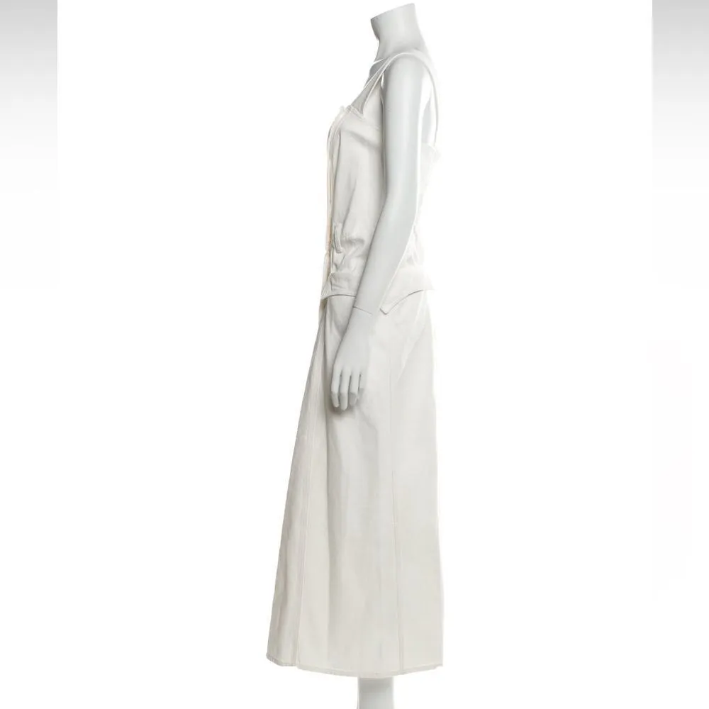 Nanushka Women's‎ White Denim 100% Cotton Moun Midi Dress XL - Image 6