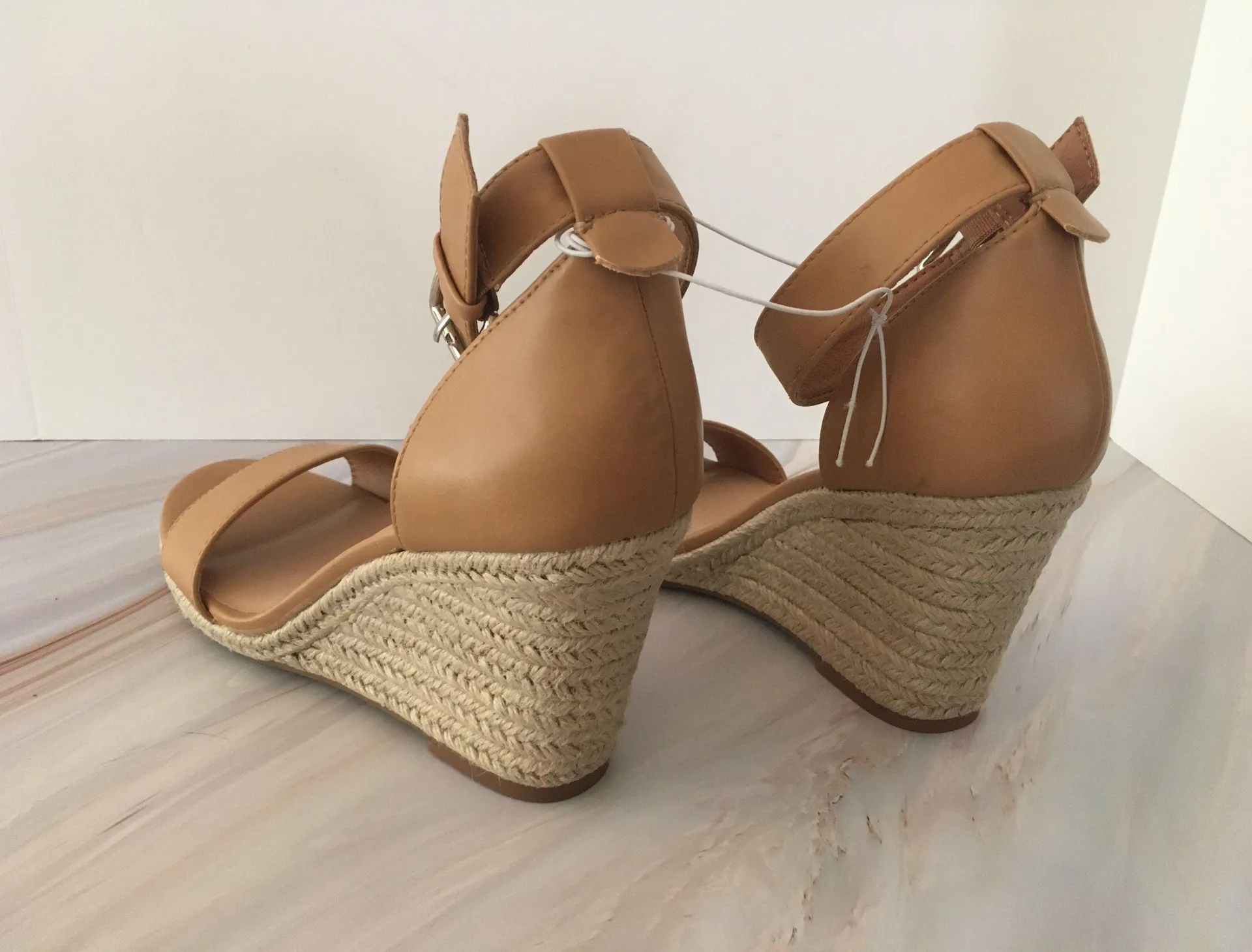 Wedge Espadrille Sandals, Size 10 Tan - Image 3