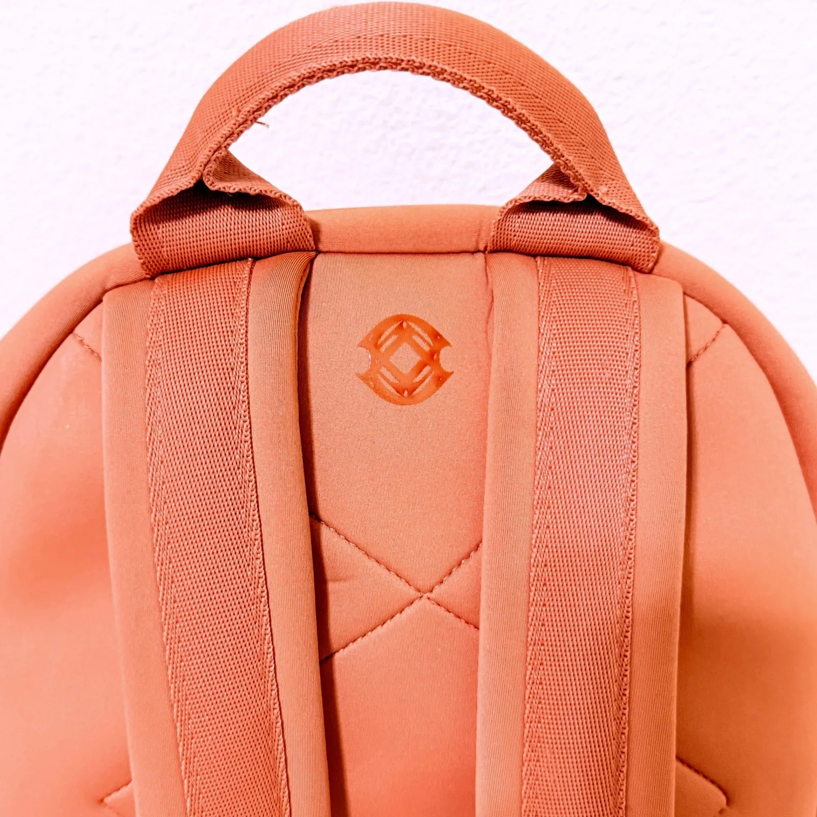 Dagne Dover Dakota Medium Backpack in Goji Orange Coral Neoprene Travel Pouch - Image 4
