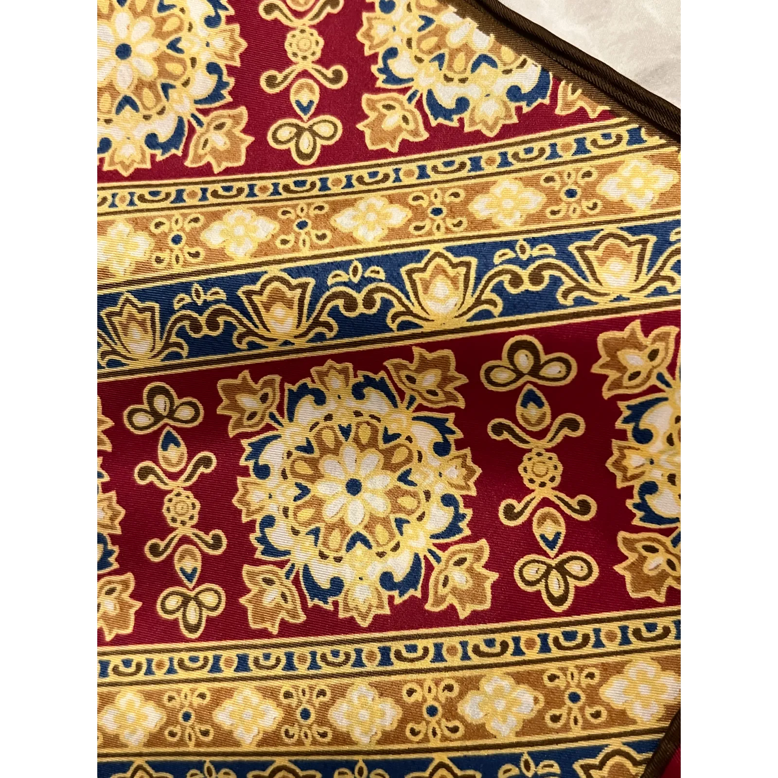 Vintage LADY HERITAGE Fashion Scarf Red Gold Blue Scarf 43" Japan 1970s - Image 6