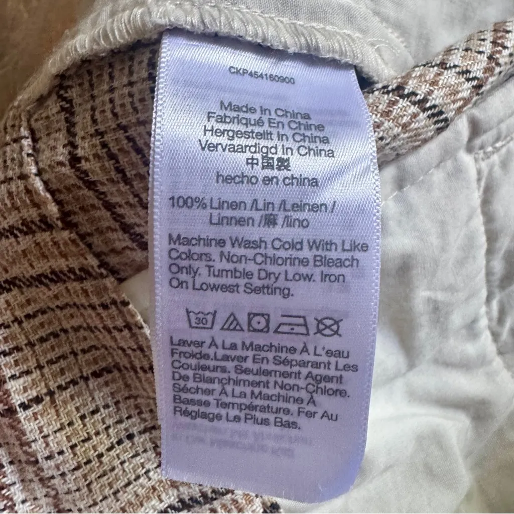 Madewell Linen Clean High Rise Shorts in Plaid 5” Inseam Size 14 - Image 10