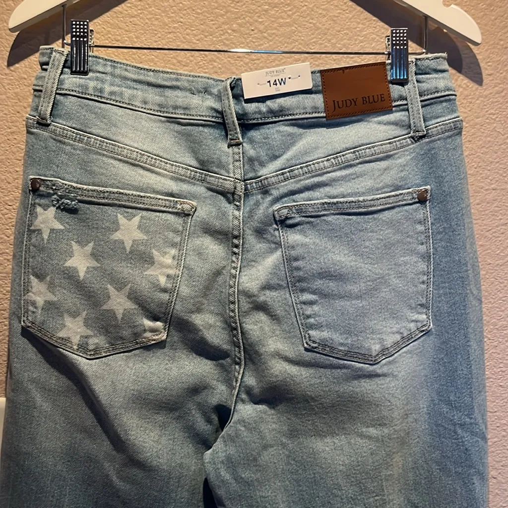 New Judy Blue Mid Rise Star Pocket Boyfriend Judy Blue Jeans 14W NWT - Image 12