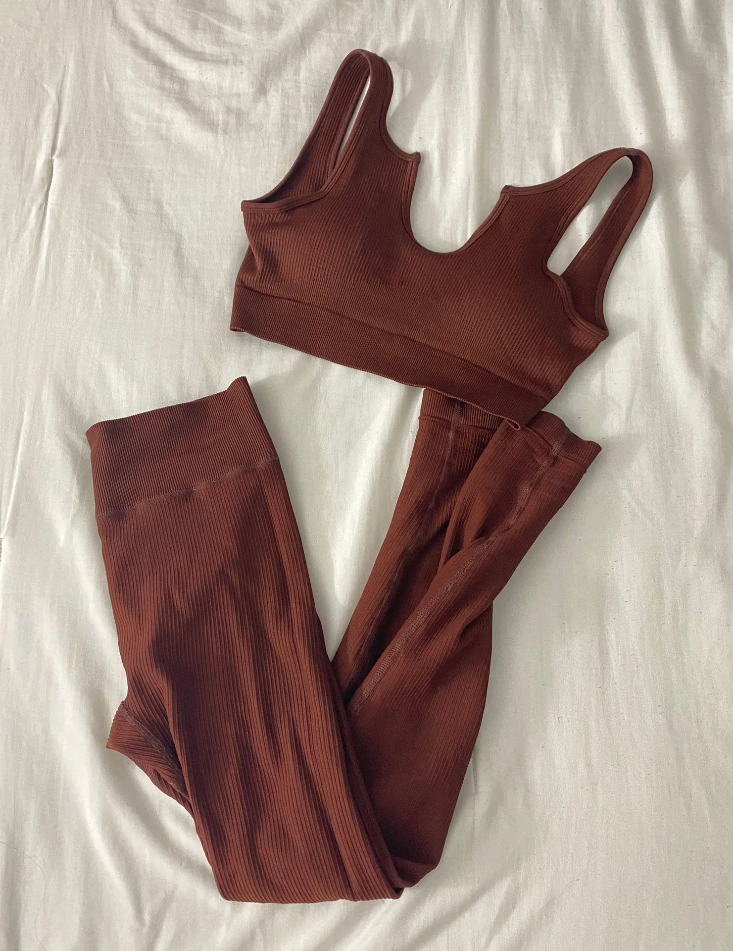 Amazon Brown Ribbed Activewear Set - Image 3