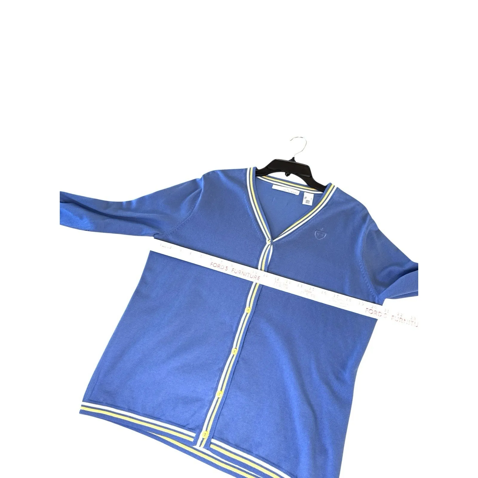 St. Aumont Golf Cardigan Women's Large Light Blue Long Sleeve V - Image 7