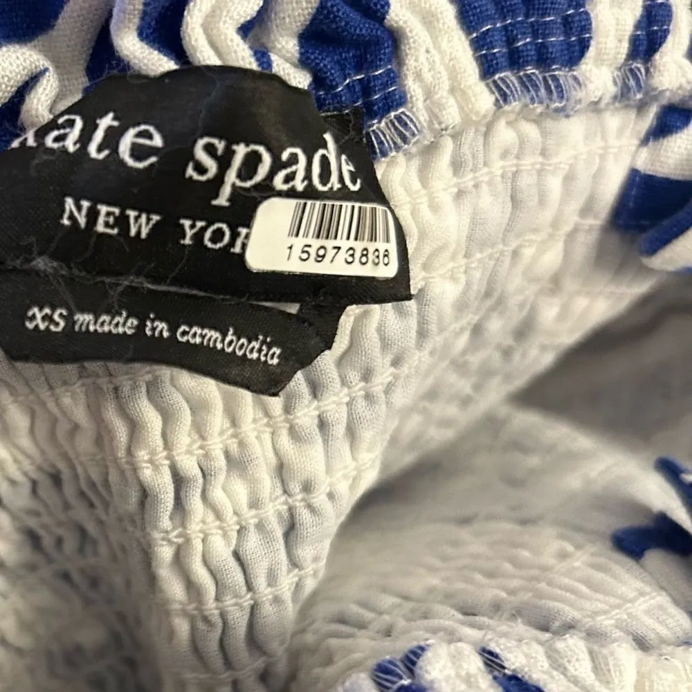 Kate Spade New York Navy White Tropical Smocked Jumpsuit MSRP 298.00 - Image 12