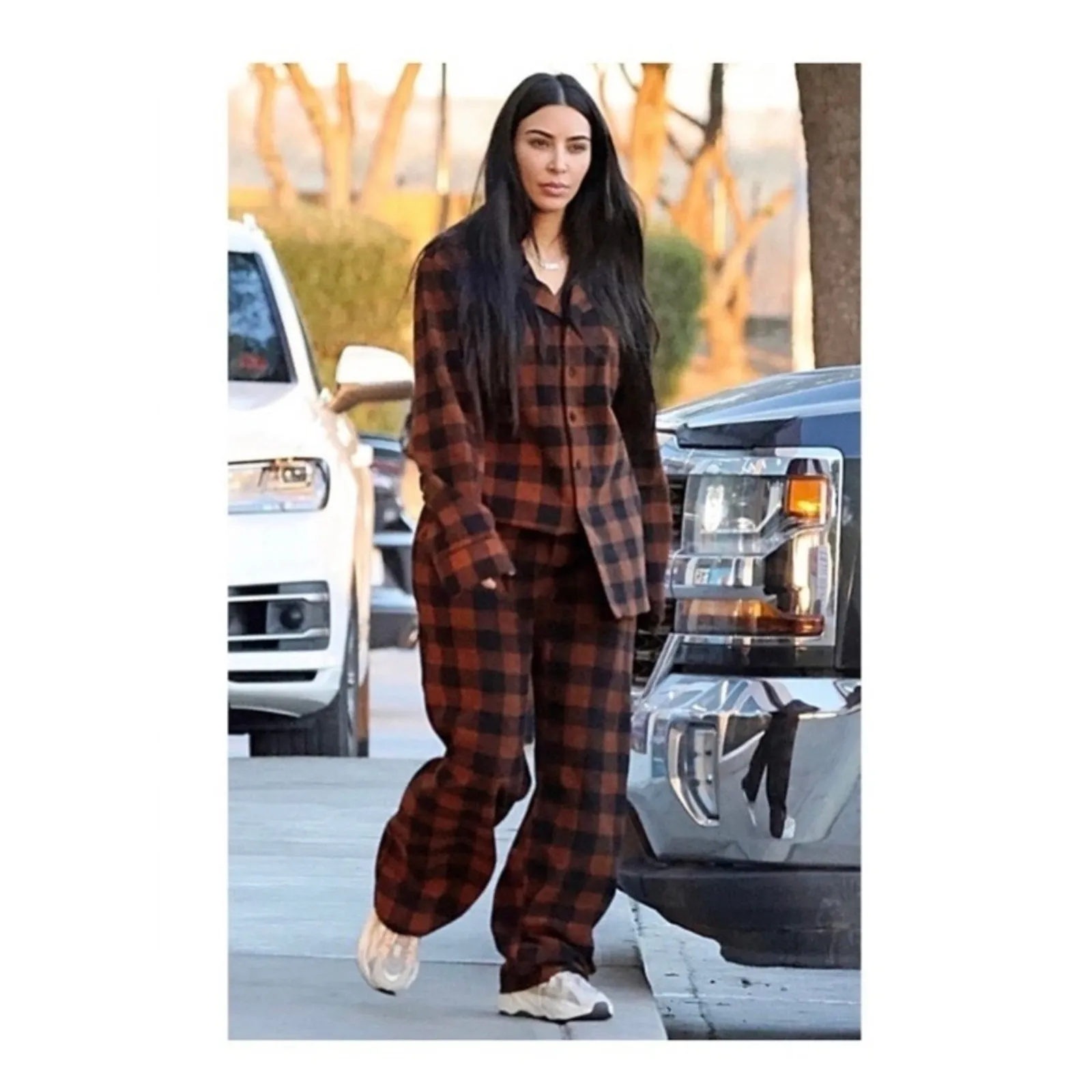 Skims Size 4X Plaid Sleep Set Jasper Buffalo Check Holiday Brown pajamas no box - Image 2