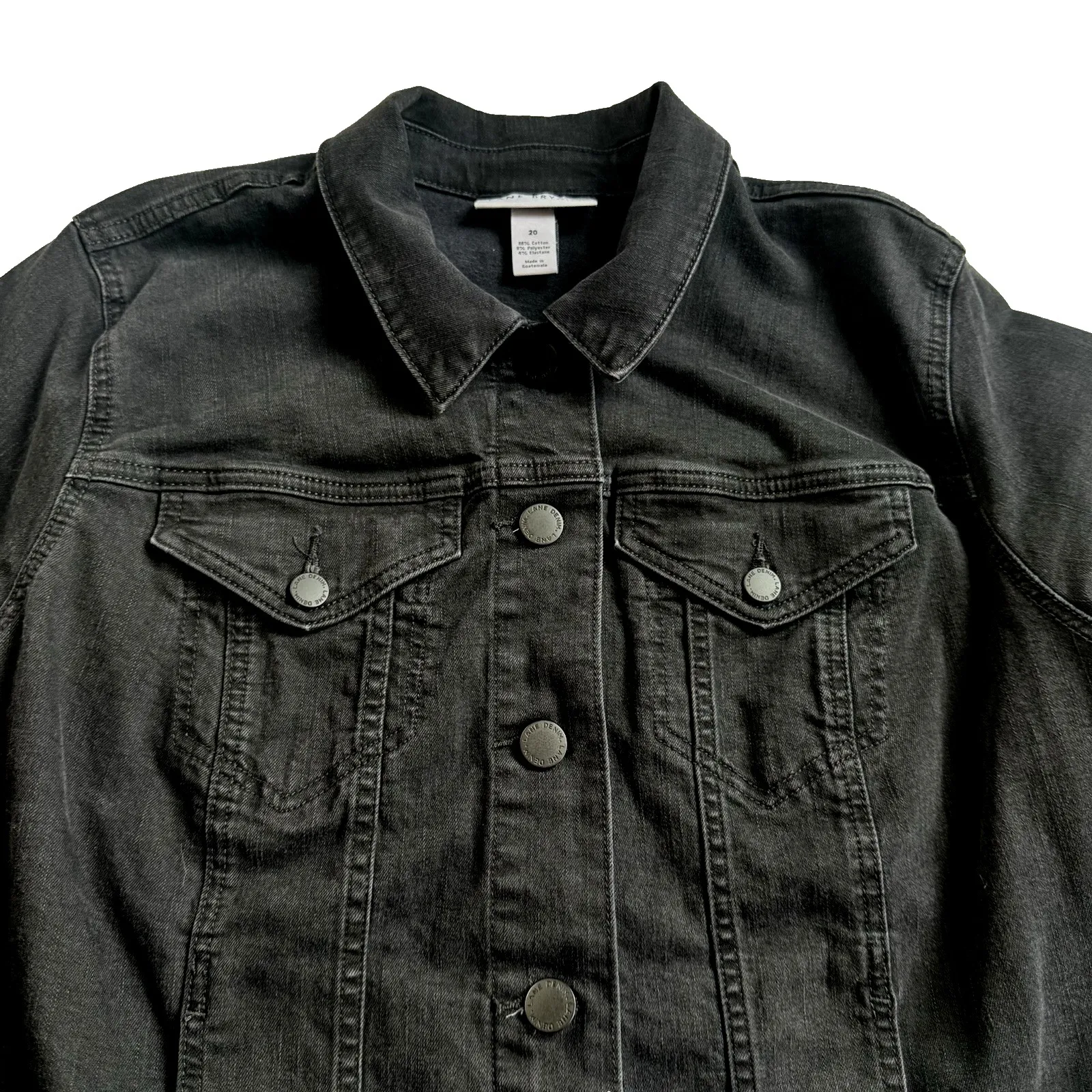 Lane Bryant Trucker Denim Jean Jacket Women 20 2X Black Classic Long Sleeve Moto - Image 3