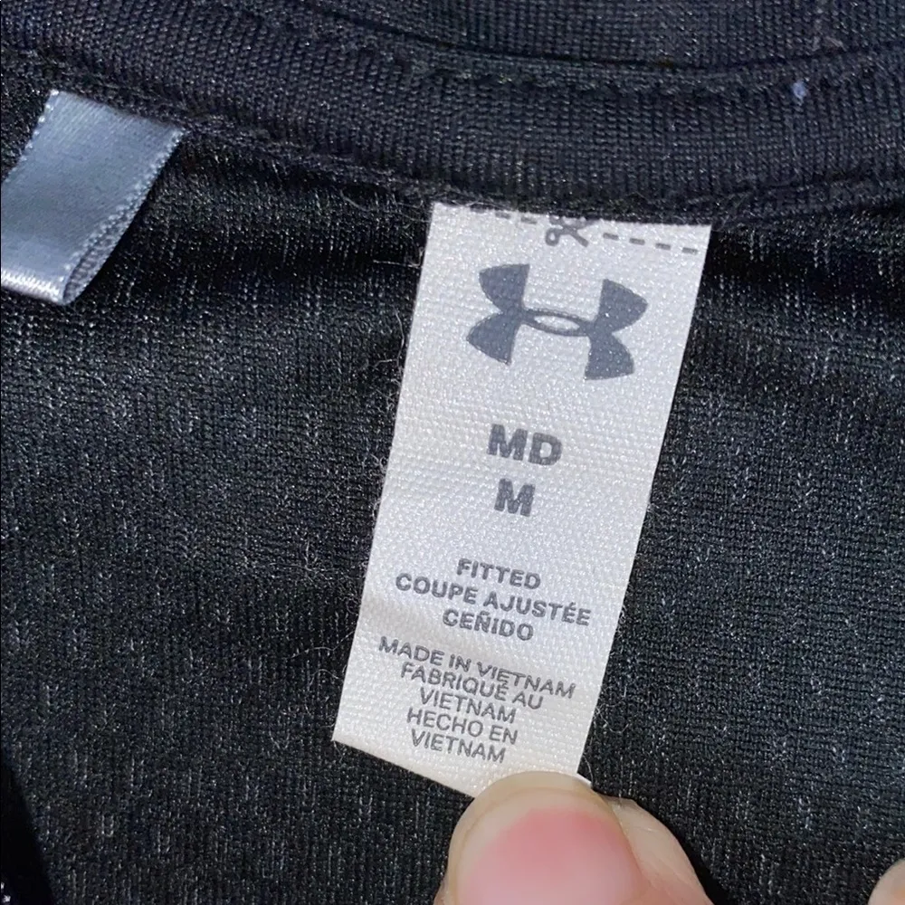 Black and Gray Fitted Long Sleeve Tee with Mandarin Collar Size M - Image 8