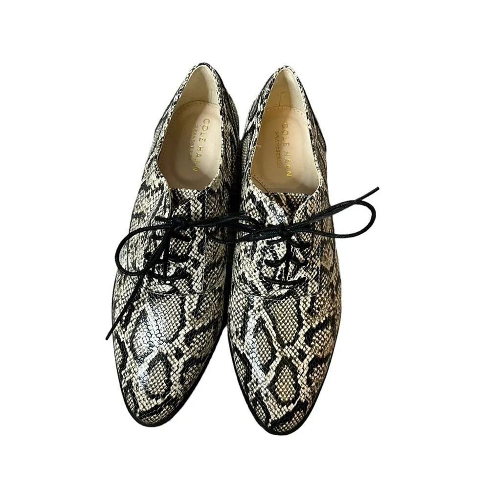 Cole Haan Python-Print Leather Oxfords sz 6 - Image 2