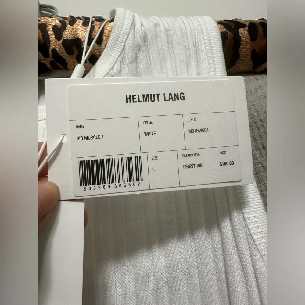 NWT HELMUT LANG Cropped ribbed cotton-jersey top Large - Image 8