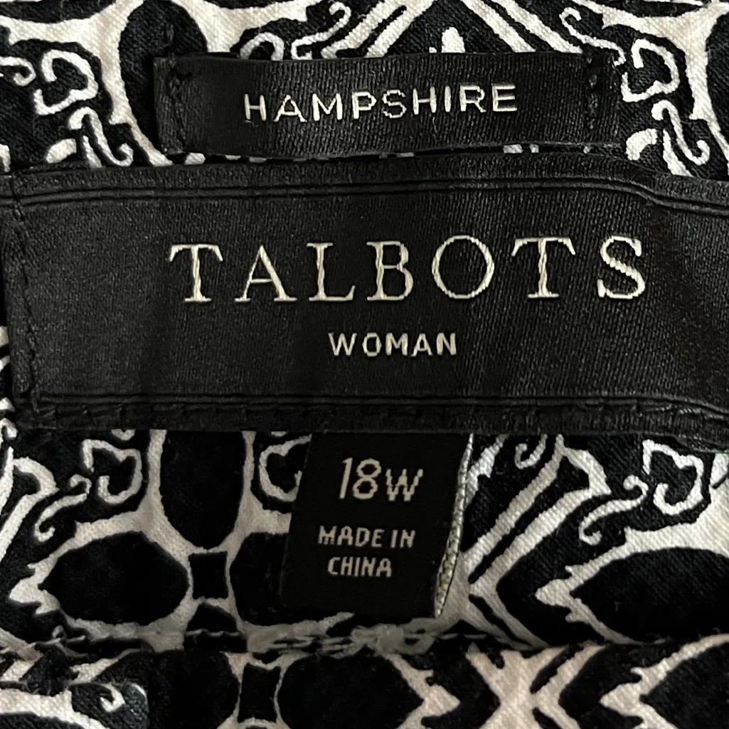Talbots Pants Hampshire Ankle Mid Rise Black Sand Dollar Print Women’s Size 18W - Image 10