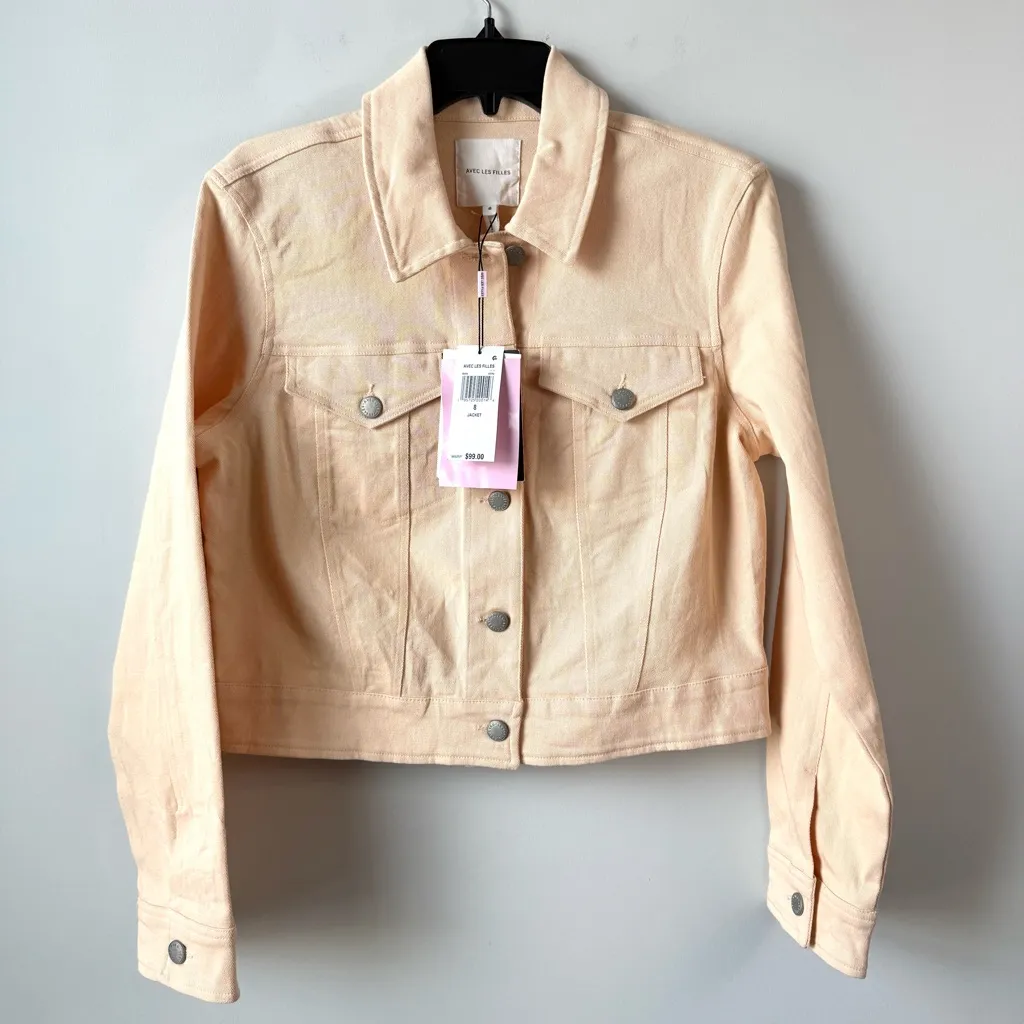 Avec Les Filles Denim Jacket Peach Ecru 8 - Image 4