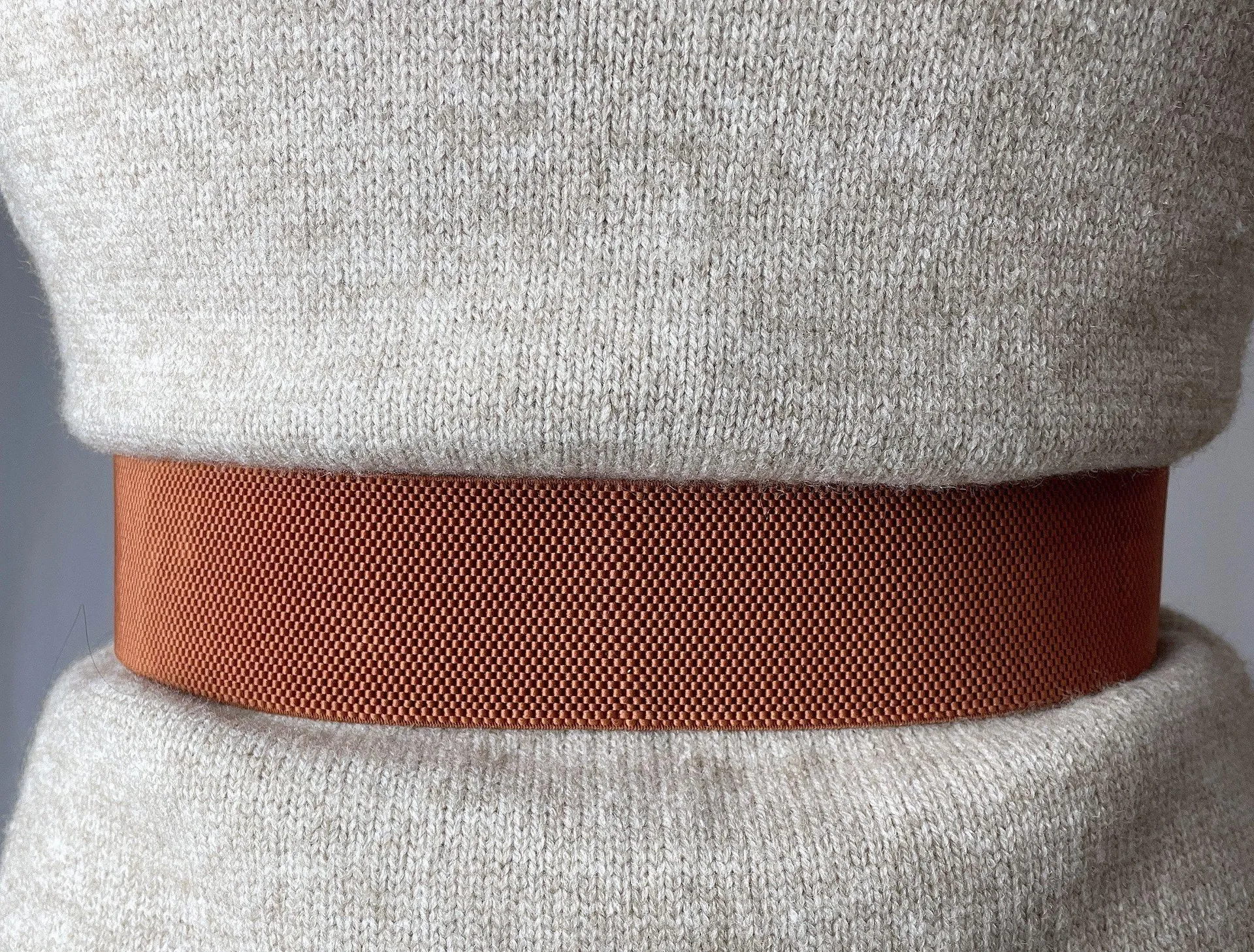 Women Faux Leather stretch waistband belt Brown - Image 2