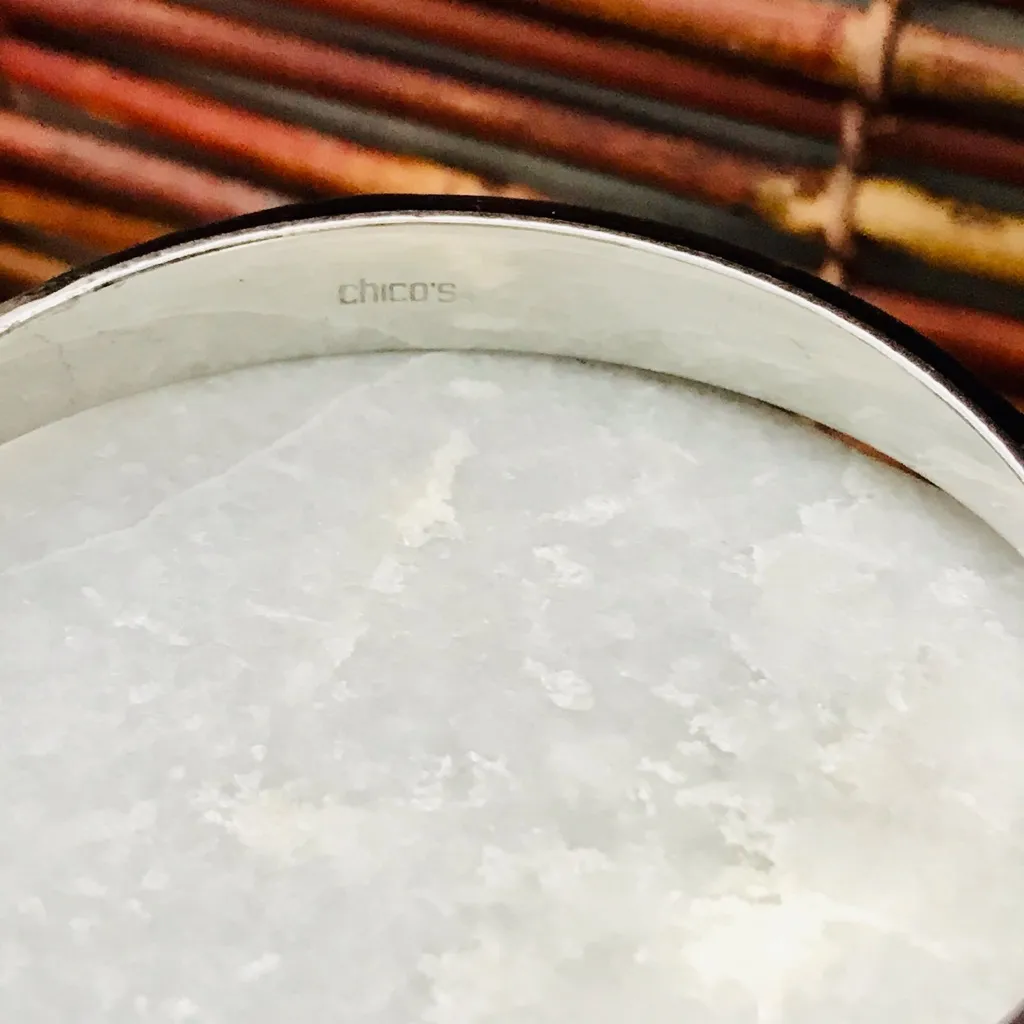 Chico's Black & Silver Tone Bangle Bracelet - Image 5