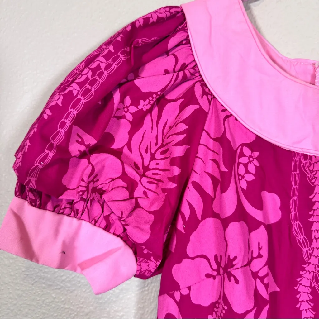 Vintage Shannon Marie Pink Floral Ruffled Midi Dress Womens XS 90s Hawaiian - Image 10