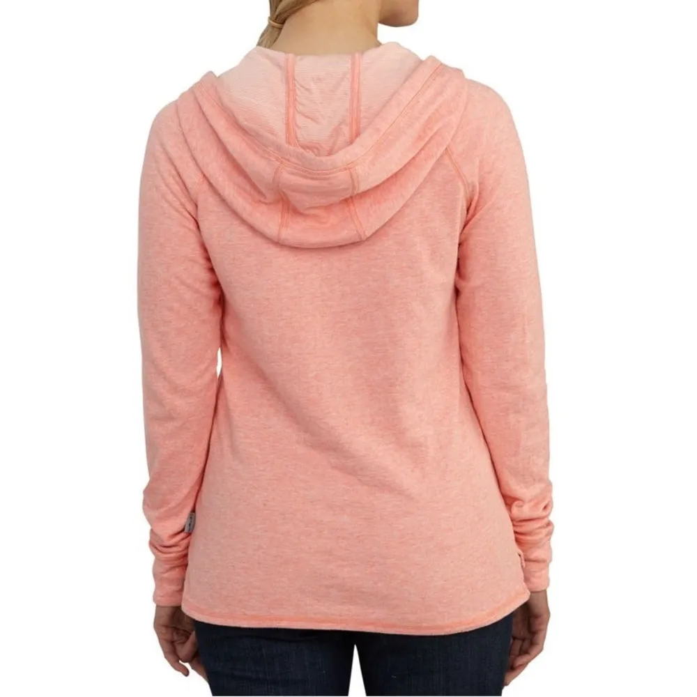 Women's Carhartt Fresh Peach Heather Pondera hooded Henley Shirt size medium - Image 2