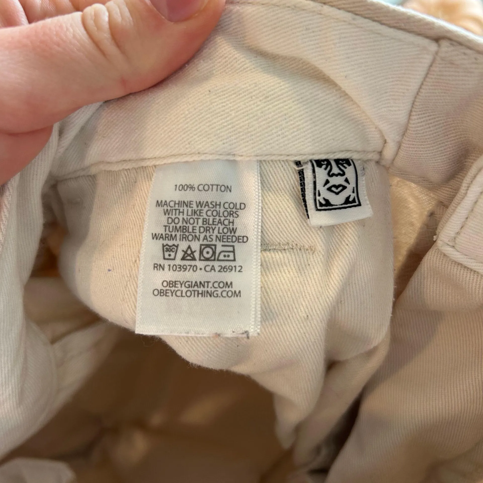 cotton cream tapered straight leg jeans - Image 6