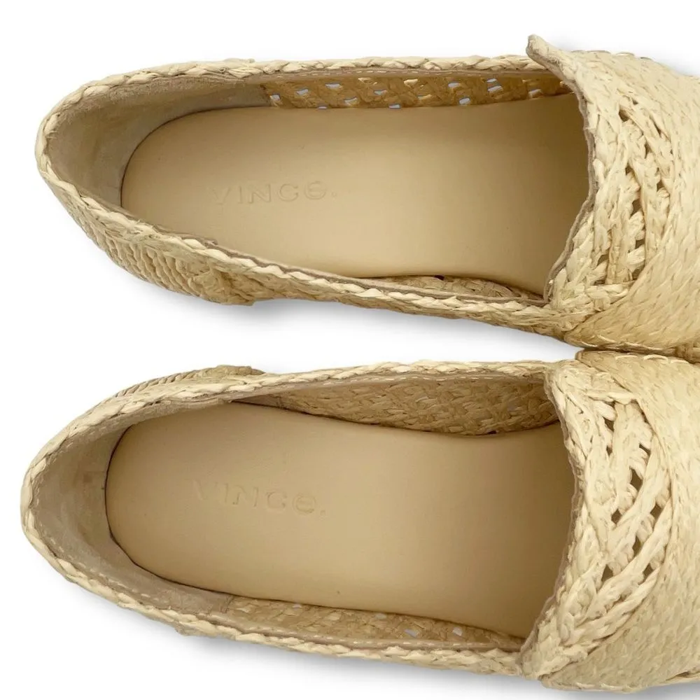 Vince Davis Raffia Loafer Size 6.5 Woven Flat Slip On Natural Beige Summer Shoe - Image 12