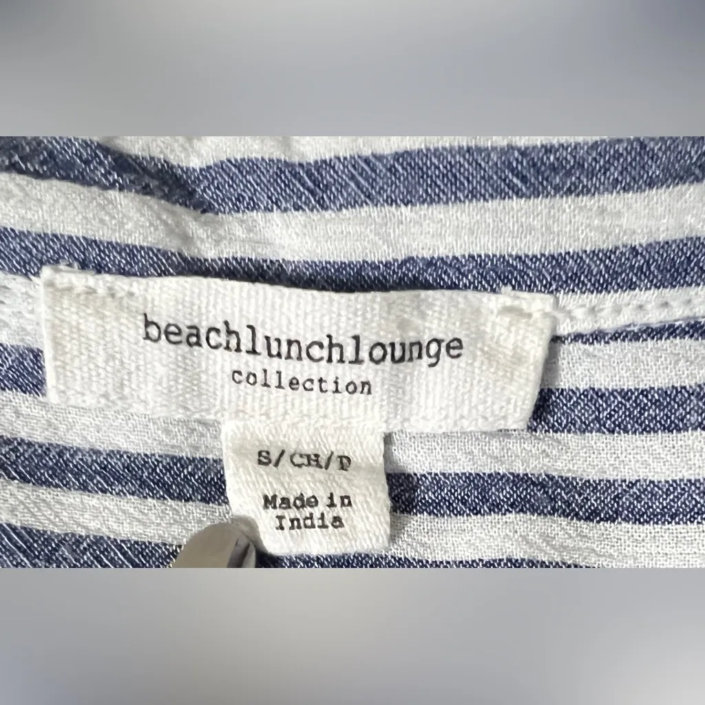beachlunchlounge Blue and White Striped Button Down Shirt - Image 3