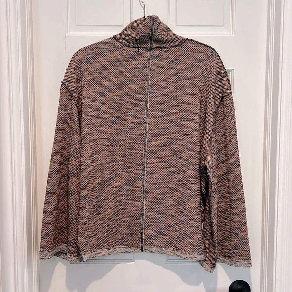 Free People  Sunny Days Textured Knit Turtleneck Sweater Wide Sleeves - Image 4