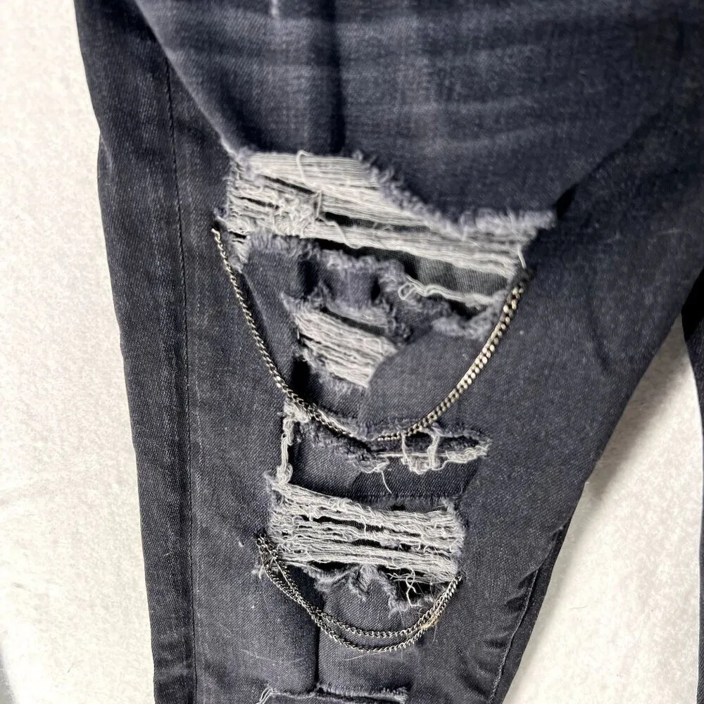 Lovers + Friends Womens Jeans Size 29 Stretch Dark Wash Denim Chains Skinny‎ - Image 4
