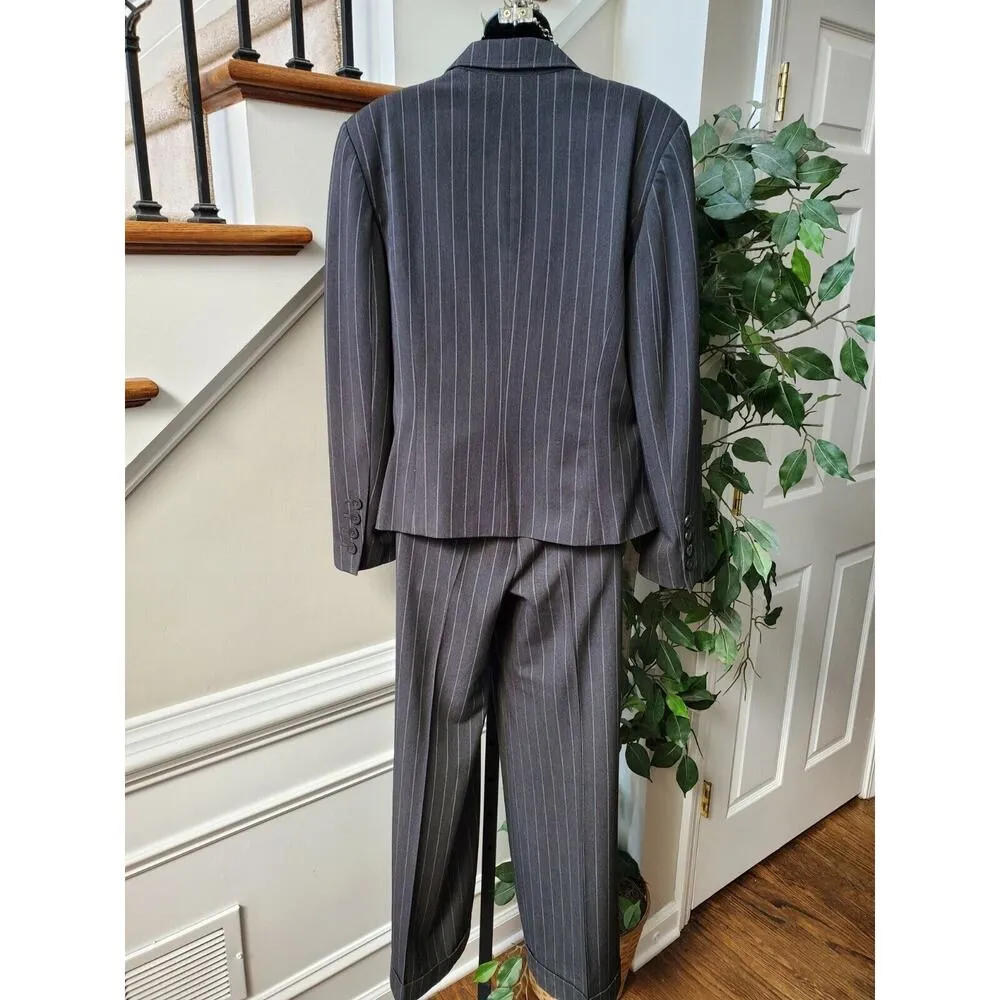 Worthington Women's Gray Polyester Single Breasted Blazer (10) & Pant (6)Suit - Image 8