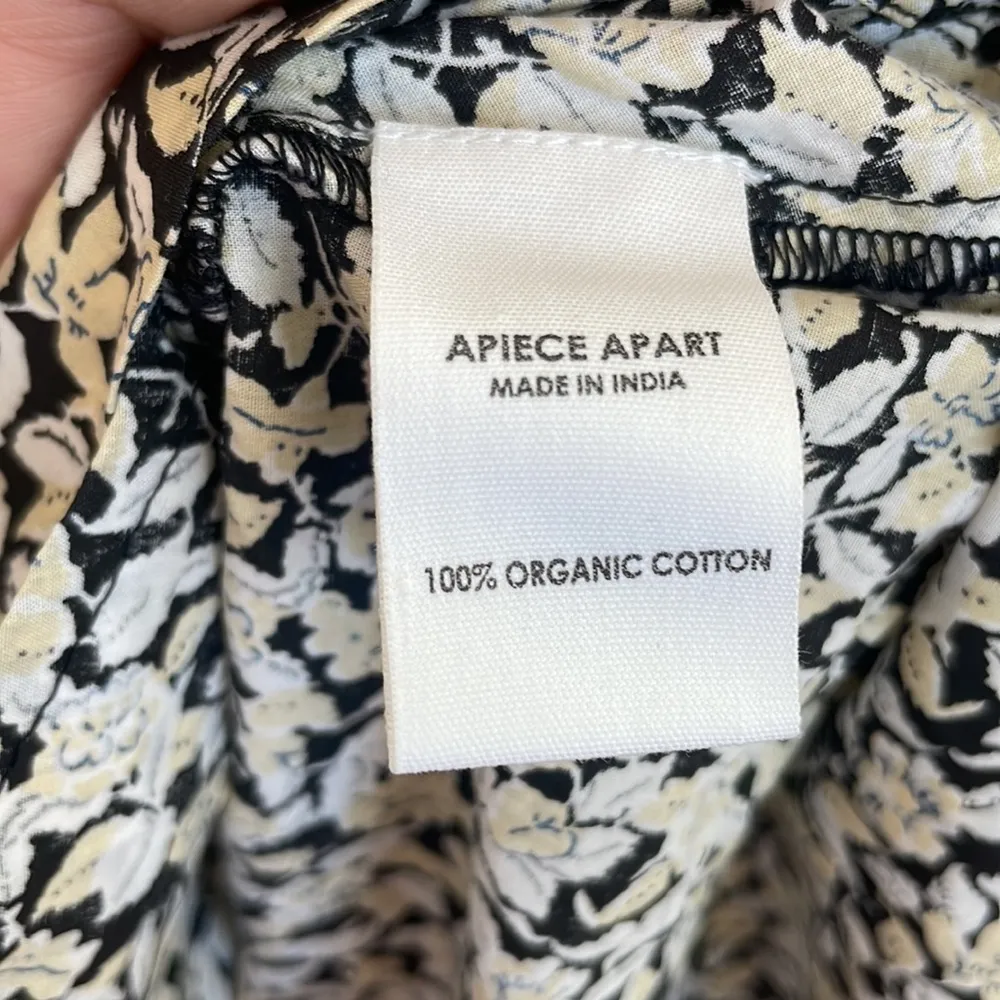 Apiece Apart Black beige Cobano floral organic cotton mini dress S NWT - Image 9
