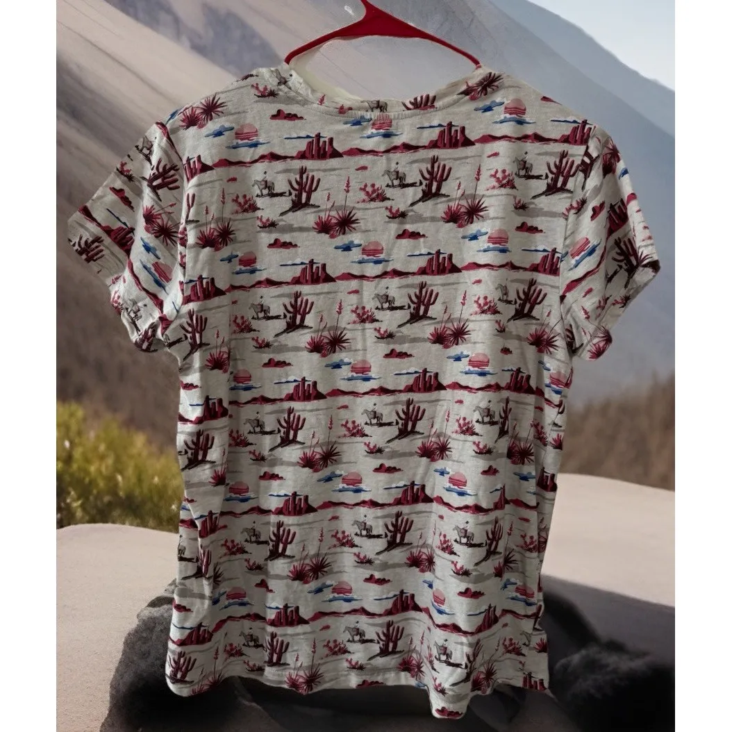 Ariat‎ Women's Sp Real Yuma Print Short Sleeve Tee Shirt  Cowgirl Horses Western - Image 2