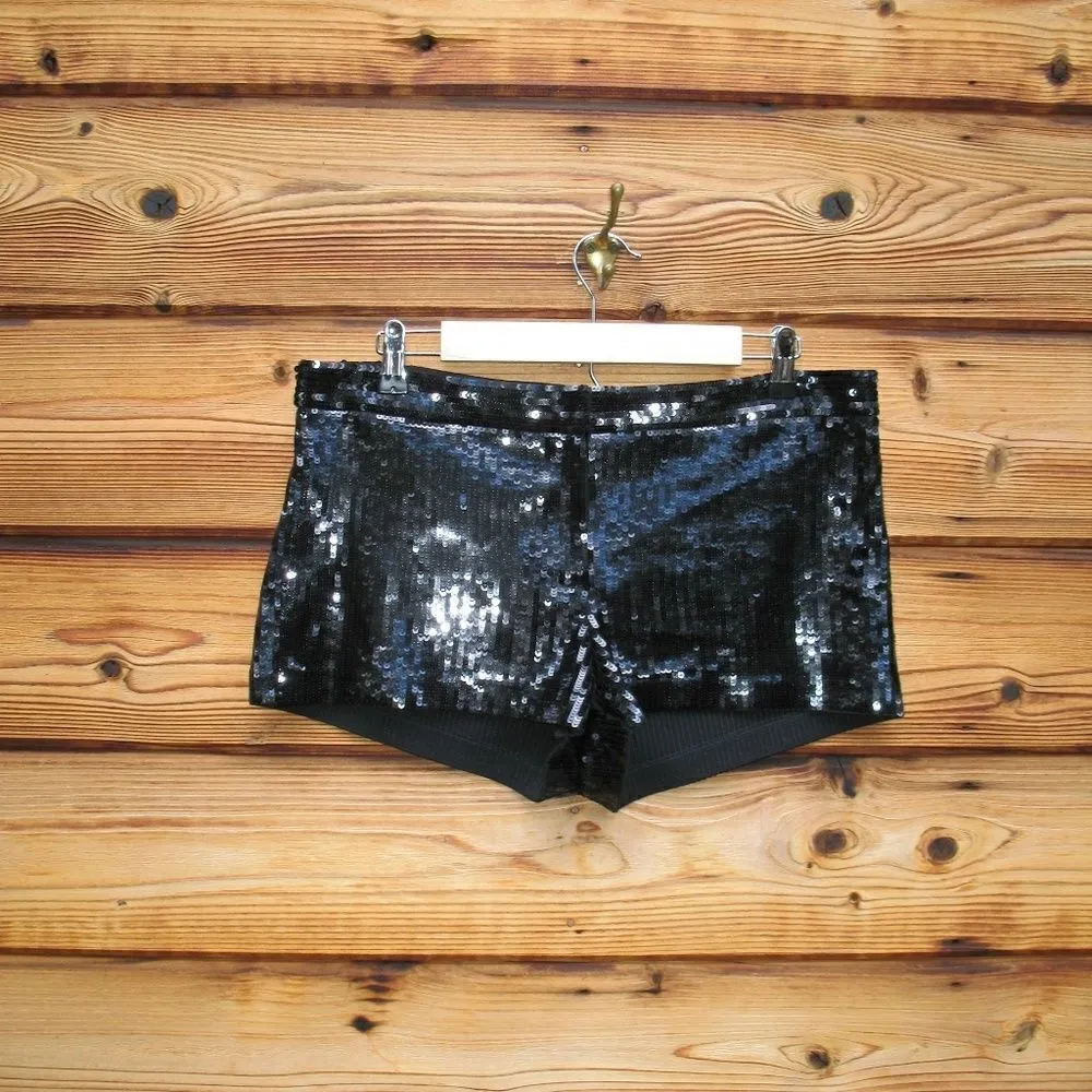 NWOT Black Mid Rise Sequin Shorts - Image 2