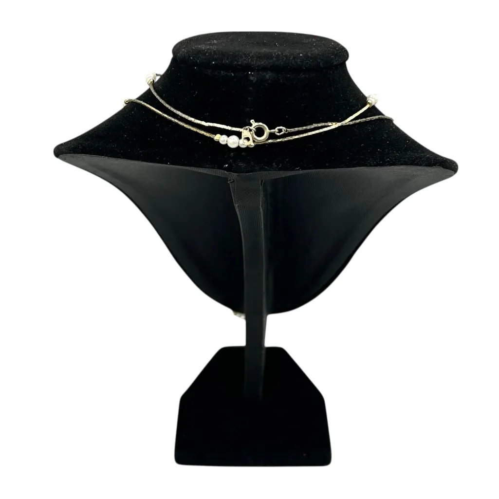 Korea Gold Tone Faux Pearl Necklace 29” - Image 8