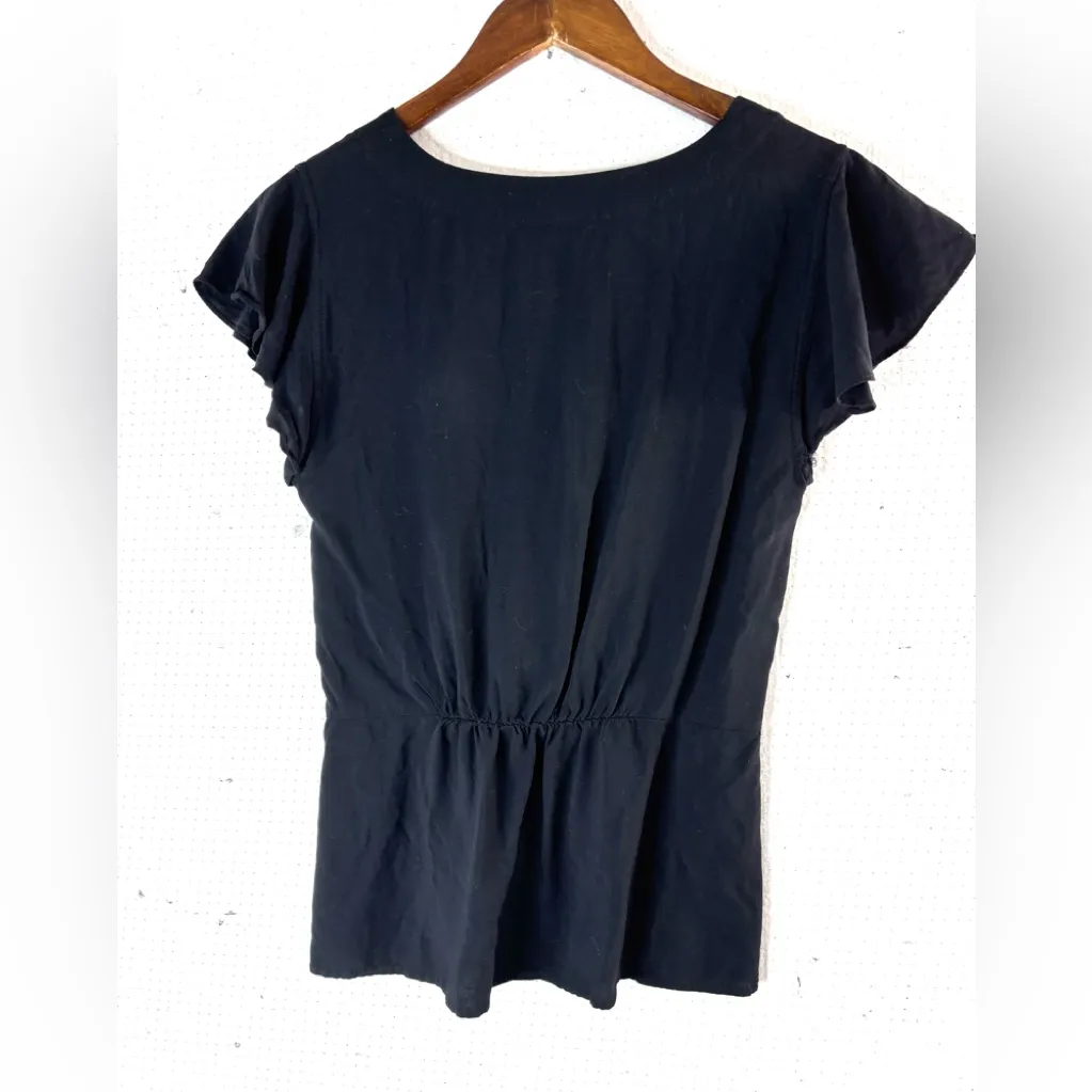 J. Crew 2 V-Neck Dressy Butterfly Sleeves Side Zip Blouse Top - Funeral - Image 2