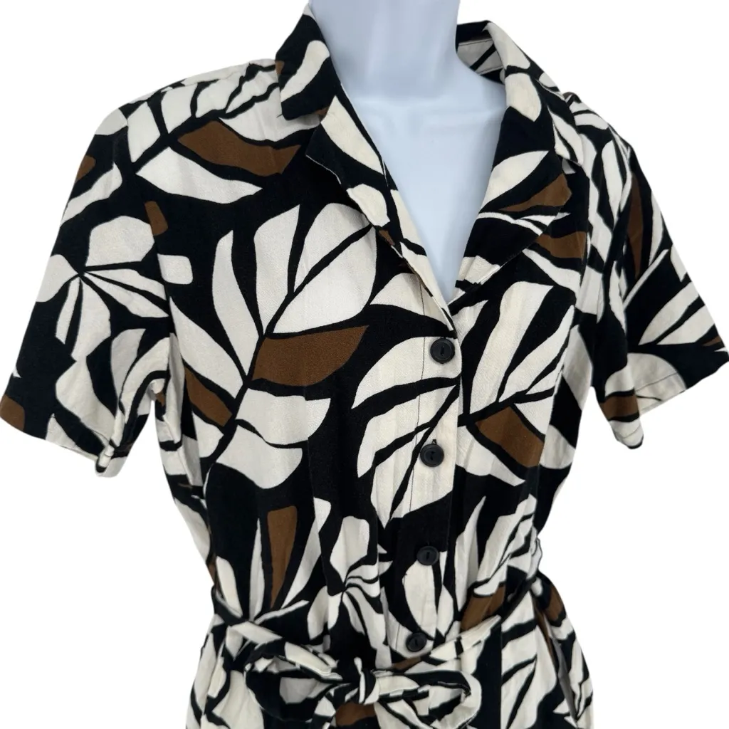 Tabitha Brown Target Black Brown White Tropical Leaf Print Jumpsuit Size Medium - Image 4