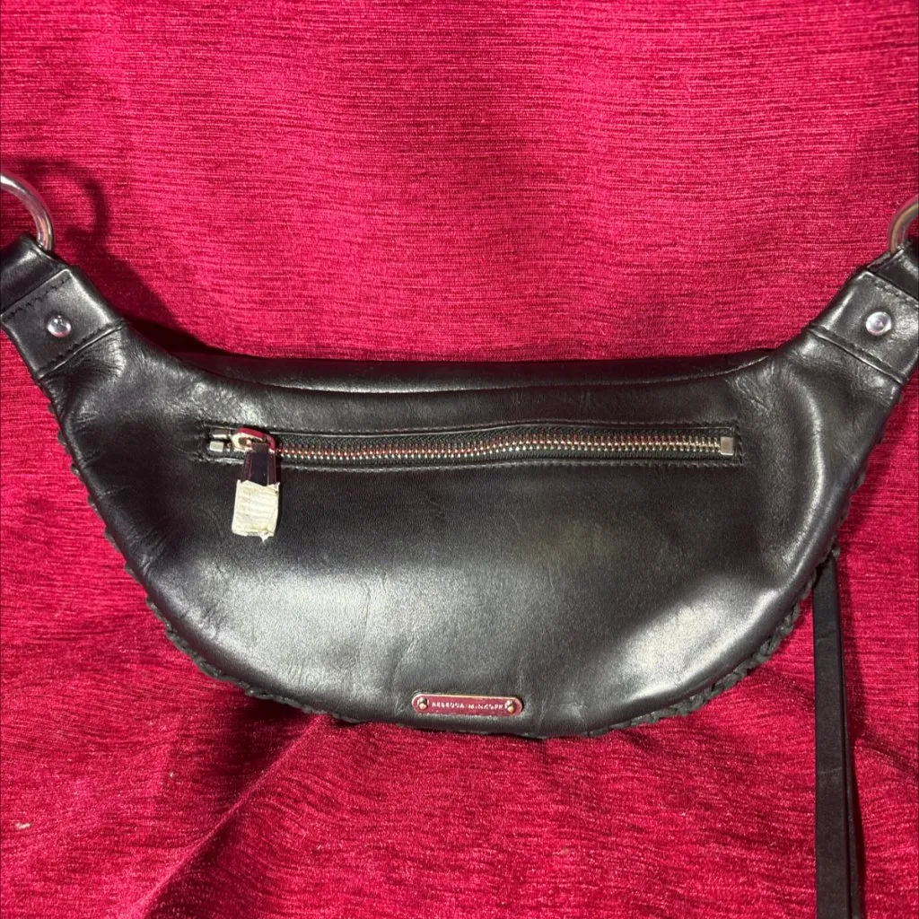 Rebecca Minkoff Julian Hobo Belt Bag - Black Woven Leather - Image 2