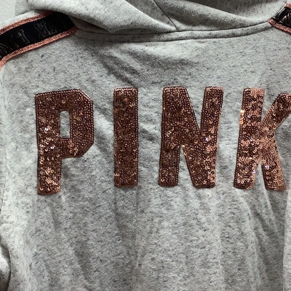 Victoria’s Secret PINK Rose Gold Sequence Size Large Hooded Sweater. Preloved - Image 5