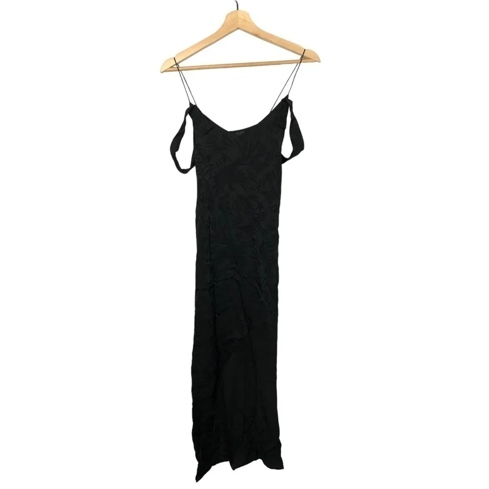 Topshop Boutique Black Textured Cold Shoulder Slip Maxi Dress 2 - Image 2