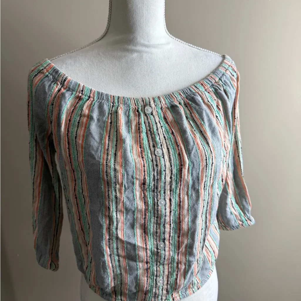 Vintage Charlotte Russe Striped Off-Shoulder Women's Top size medium - Image 2