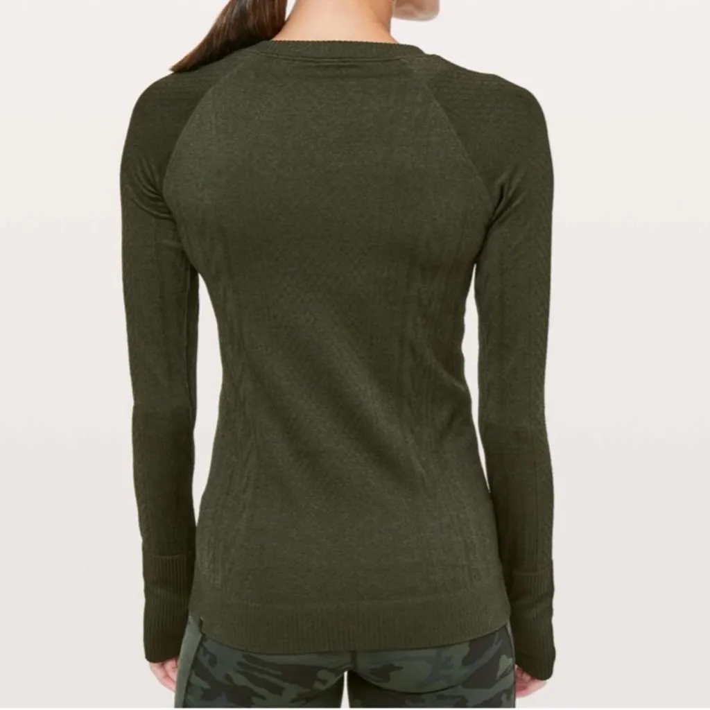 Lululemon Rest Less Pullover Green Long Sleeve Crewneck Workout Top seamless - Image 3