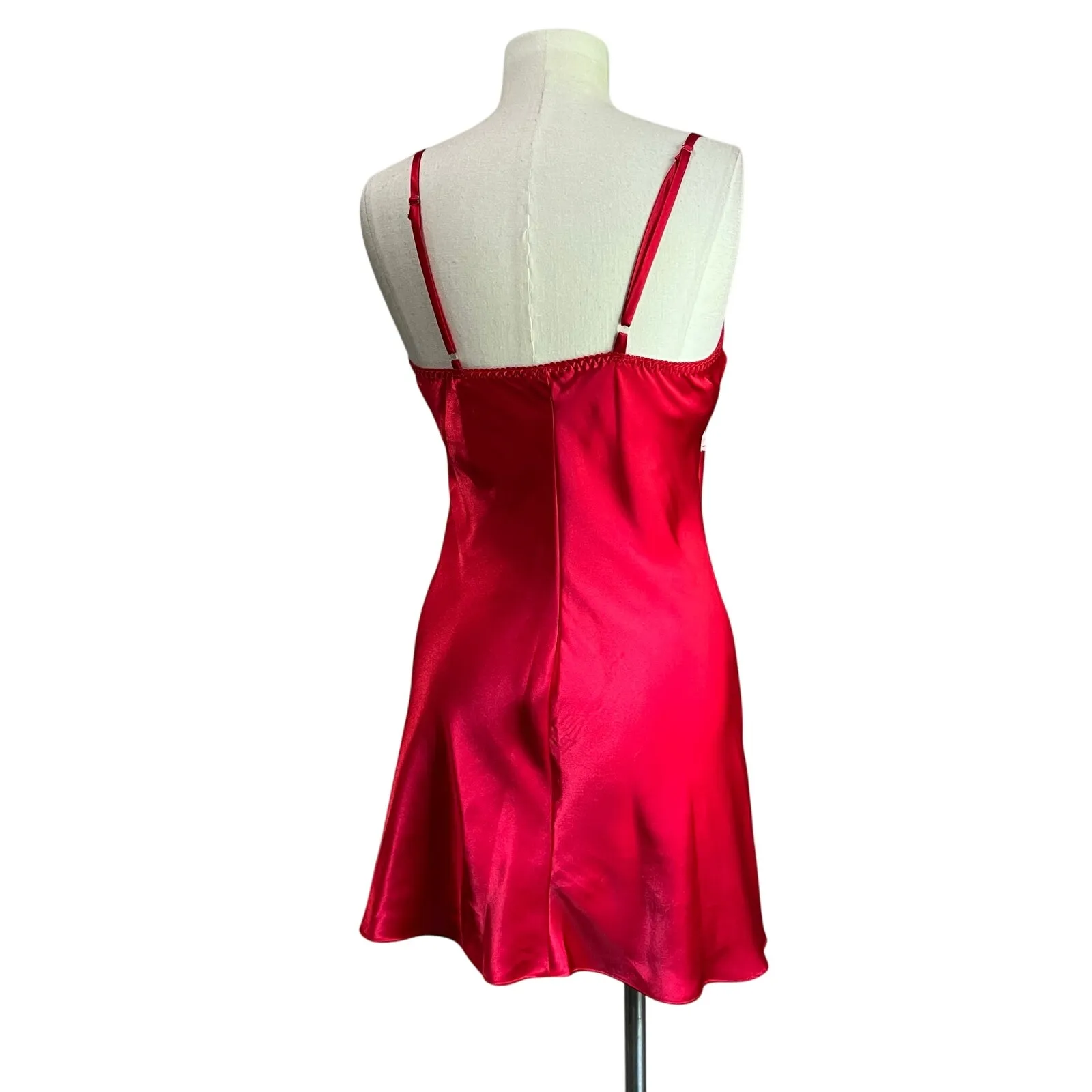 Vintage Y2k Cinema Etoile Satin Red Lace Velvet Mini Slip Dress Size M Size M - Image 2