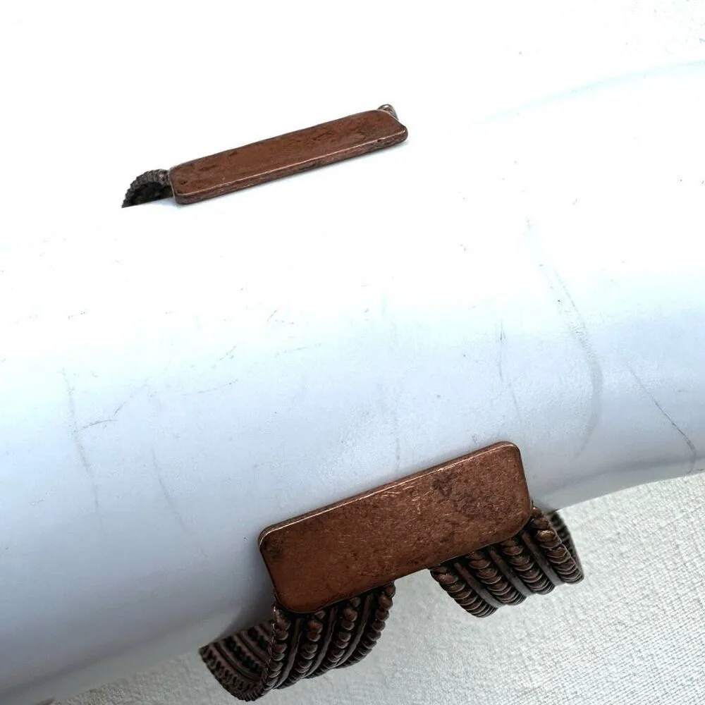 Turquoise blue and copper tone cuff bracelet - Image 8