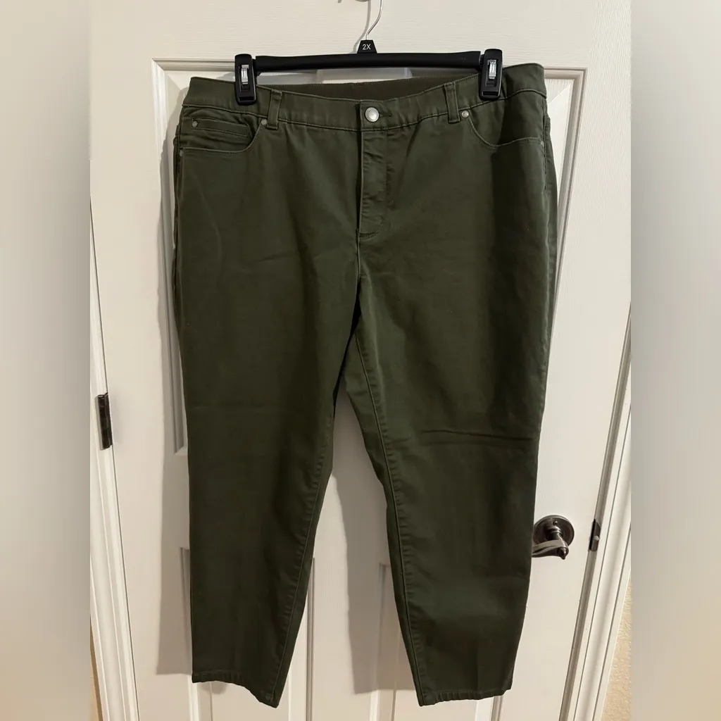 CJ Banks Plus Signature Slimming Ankle Jeans High Rise Green 16W - Image 2