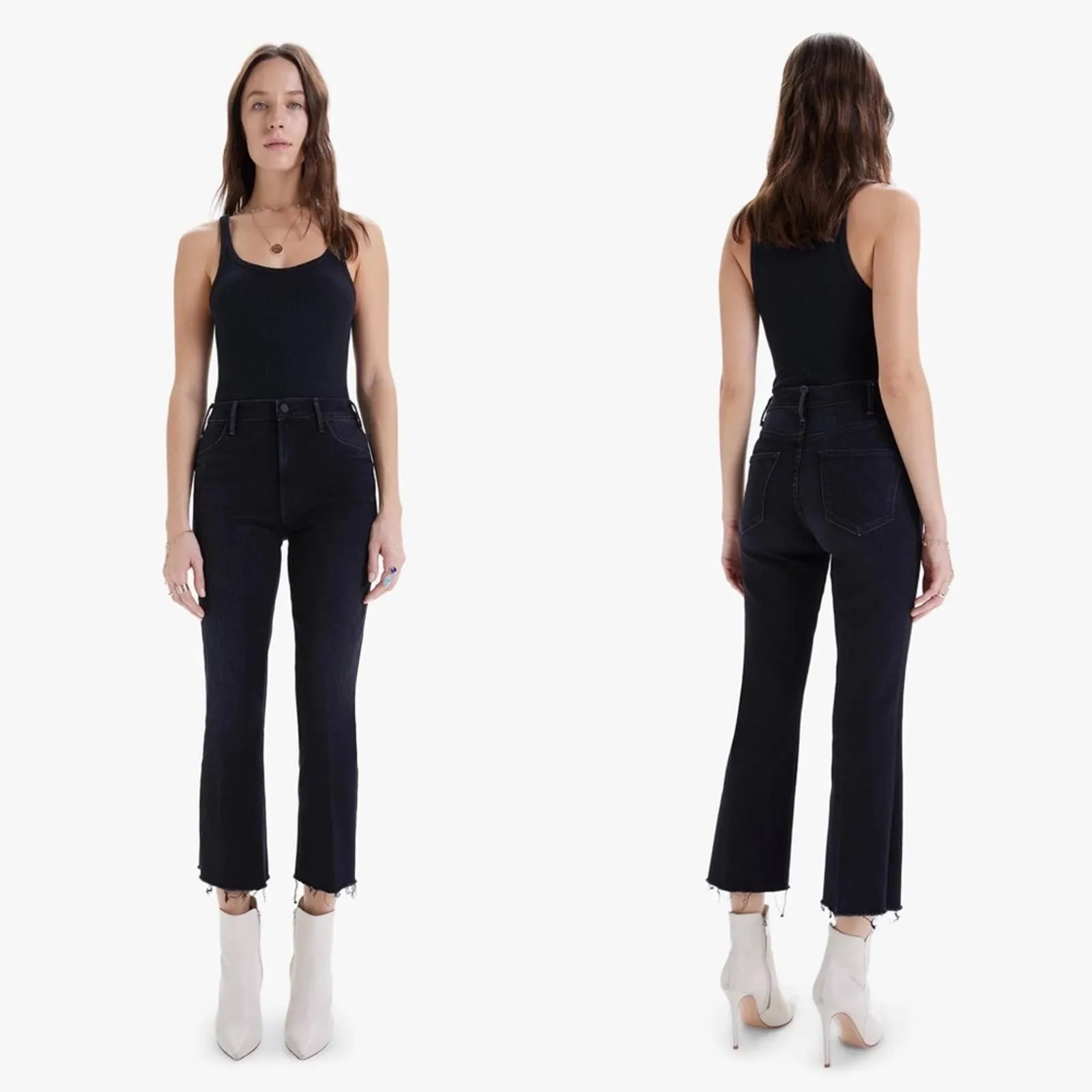 Mother Hustler Ankle Fray Not Guilty Straight Leg Raw Hem Womens Size 24 Black - Image 2