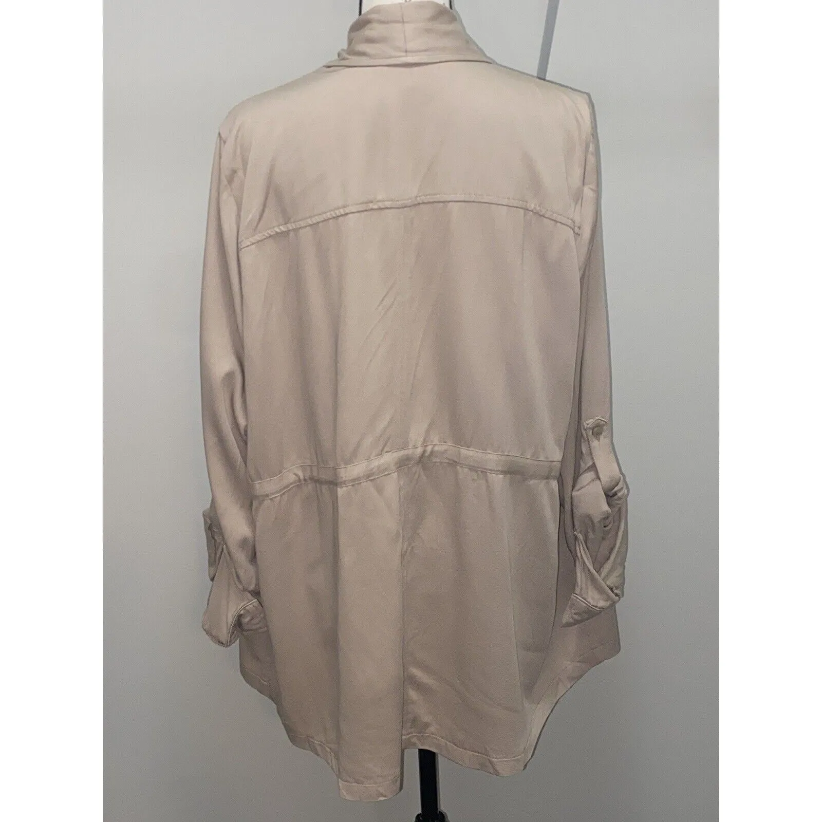 Torrid Womens Jacket Drape Front Drawstring Anorak Light Tan Sz 2 - Image 4