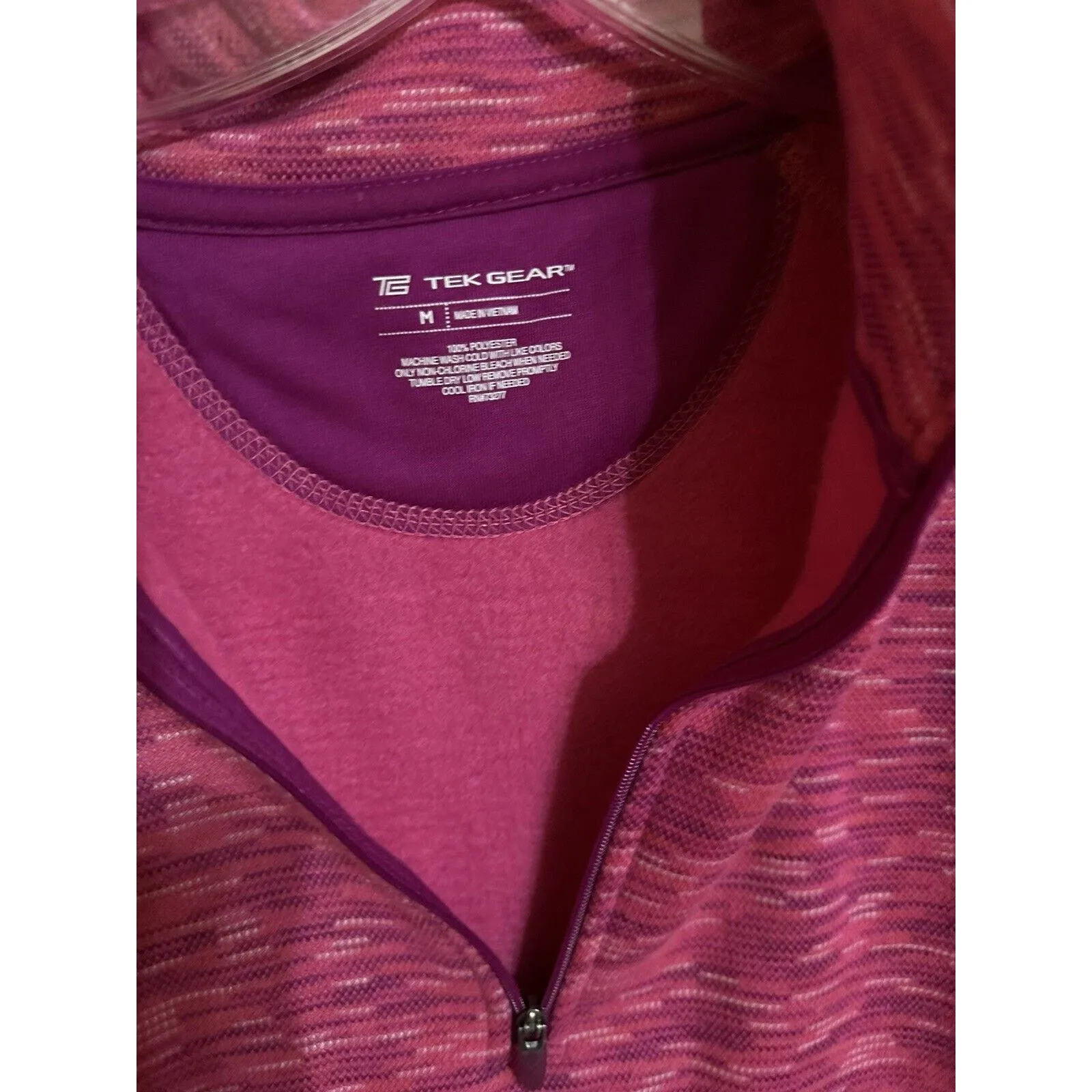 Tek Gear Womens 1/4‎ Zip Pullover Fleece Jacket Pink Space Dye Long Sleeve M - Image 8