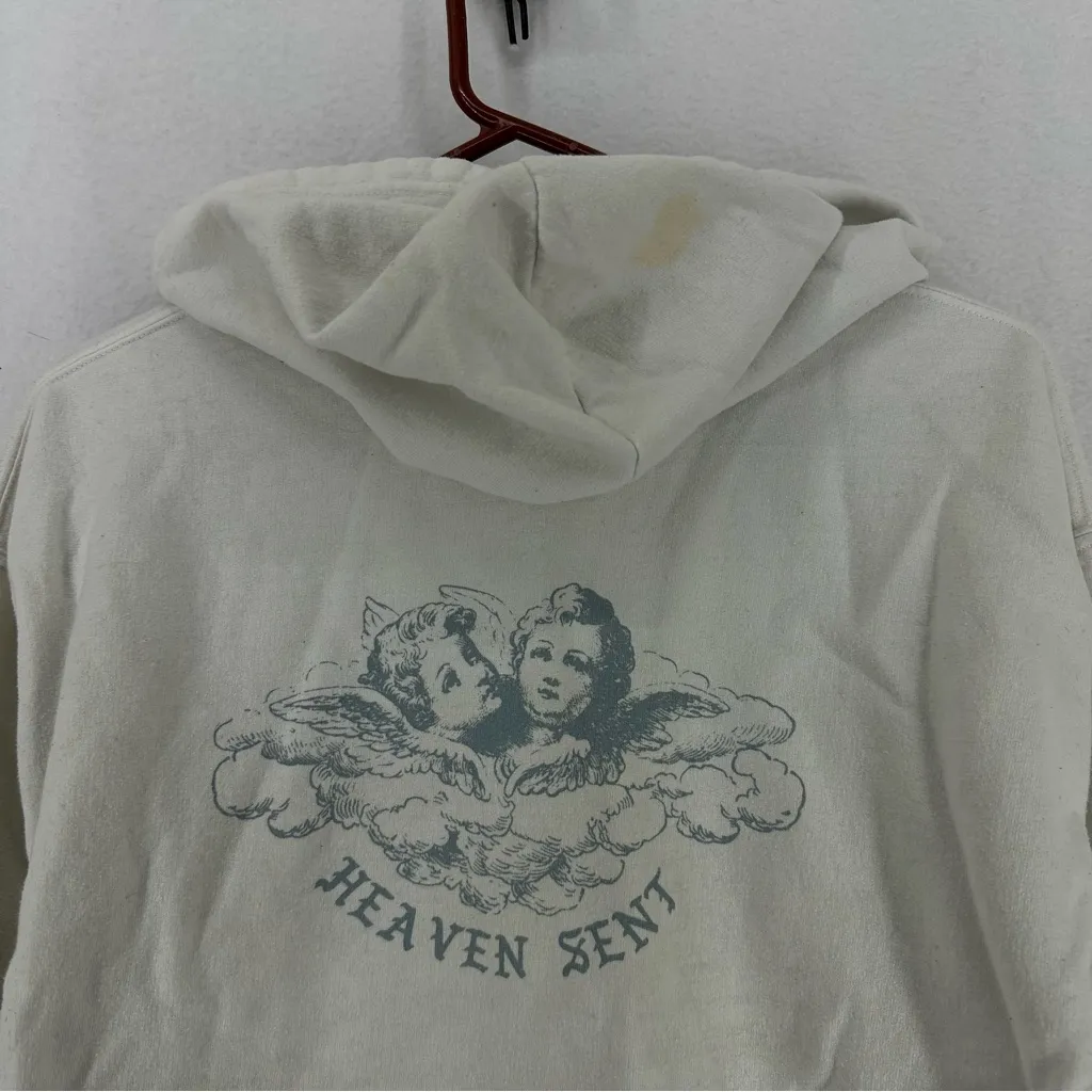 Brandy Melville Heaven Sent Full Zip Hoodie Womens OS White - Image 6
