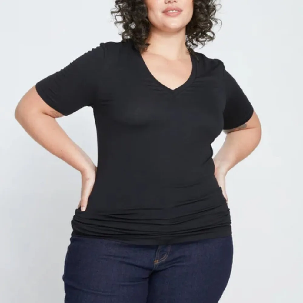 Universal Standard Teal Blue Foundation Ribbed V‎ Neck Tee - Image 2