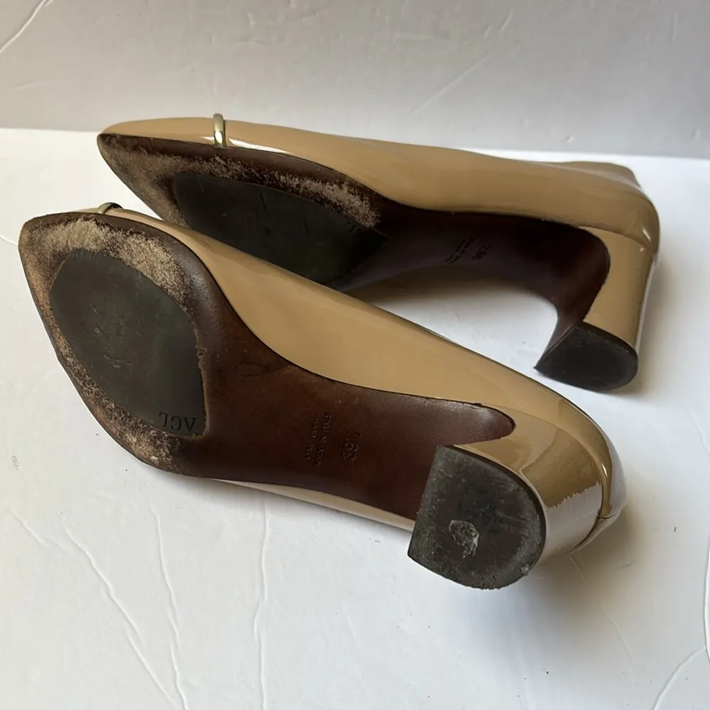 Agl Attilio Giusti Leombruni Rand Pumps Block Heels shoes Beige EU 39.5 US 9.5 Tan - Image 9