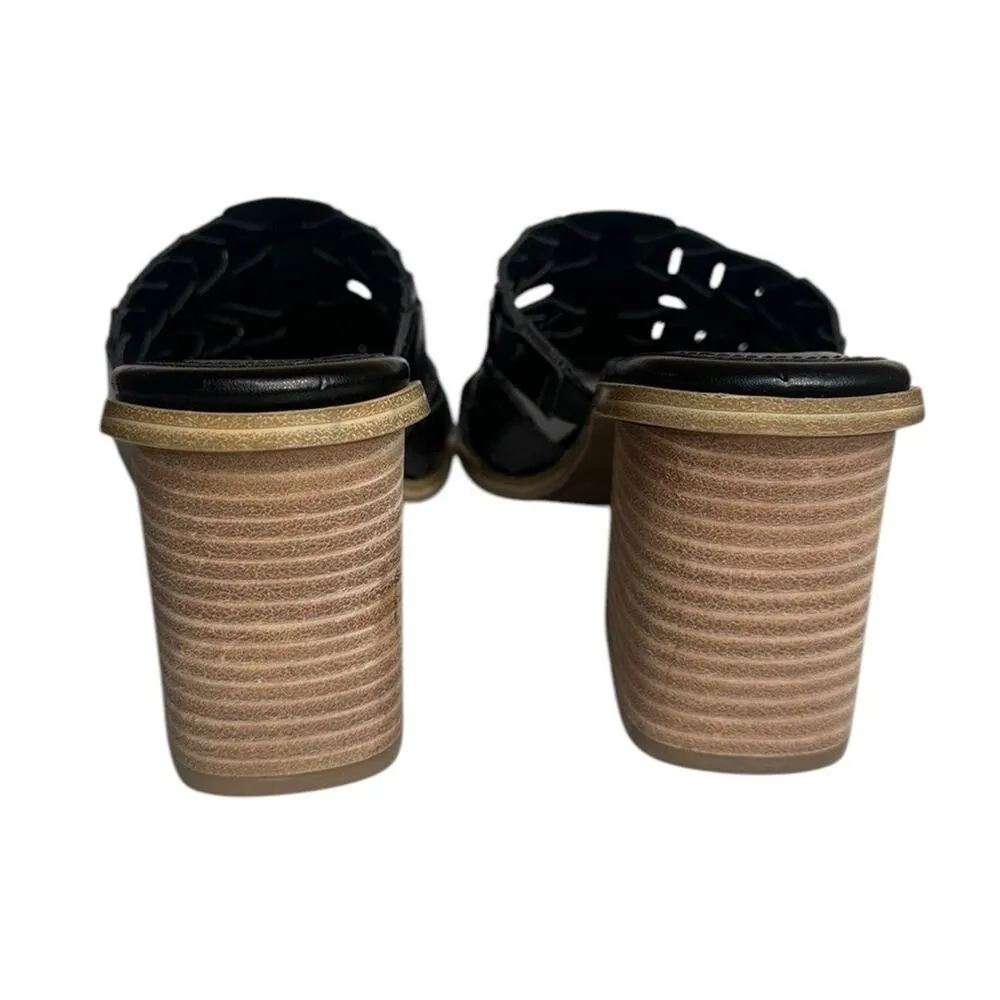 Marc Fisher Melita Black Woven Strappy Chunky Block Heel Slide Sandals Size 8 - Image 9