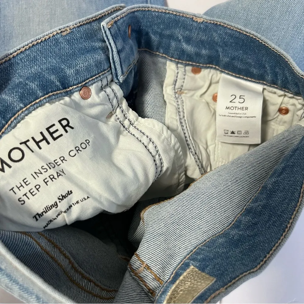 Mother The Insider Crop Step Fray Jeans Thrilling Shots Sz 25 Blue - Image 3