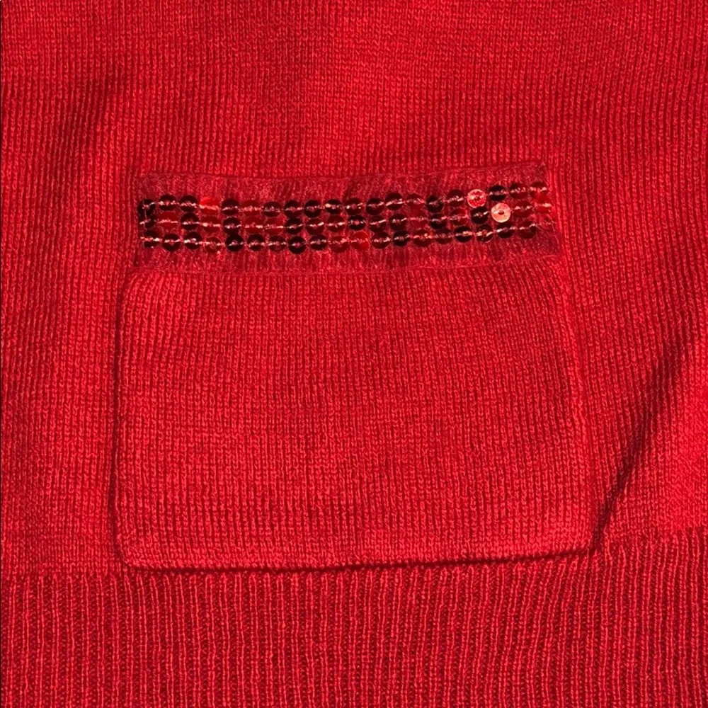 Fashion Bug NWT Size XL Red Sequin Pockets Button Front Sweater Cardigan - Image 7